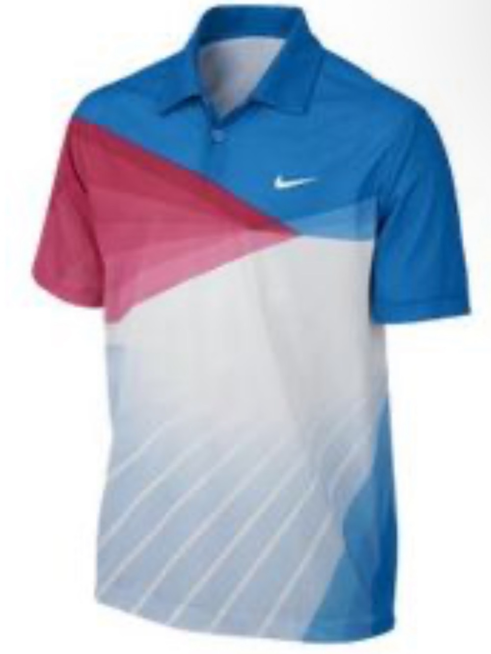 Nike golf high performance Men’s Blue, White & Pink Graphic polo!! L